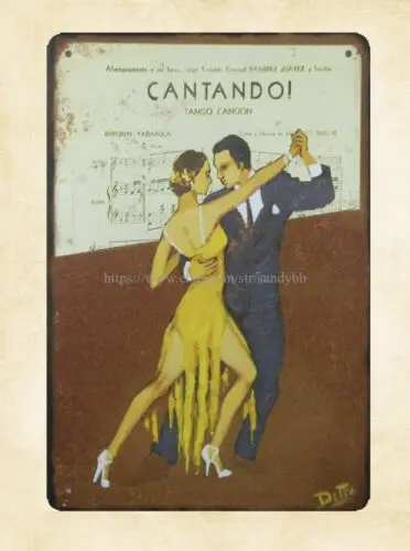 dining room wall decor CANTANDO TANGO dancer CANCION metal tin sign