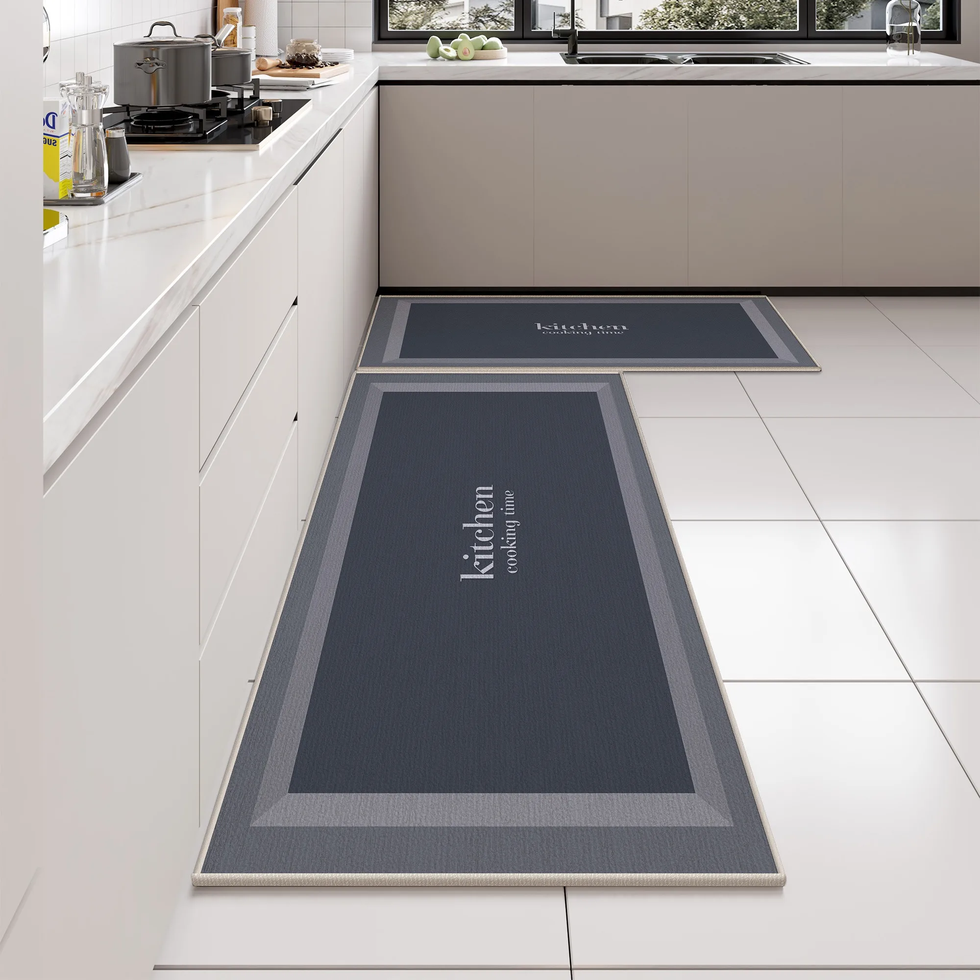 

Kitchen Floor Mat Long Rug Non-slip Carpet Blue Letters Home Decor Anti-slip Foot Mats Wear-resistant 주방바닥매트 Alfombra Cocina