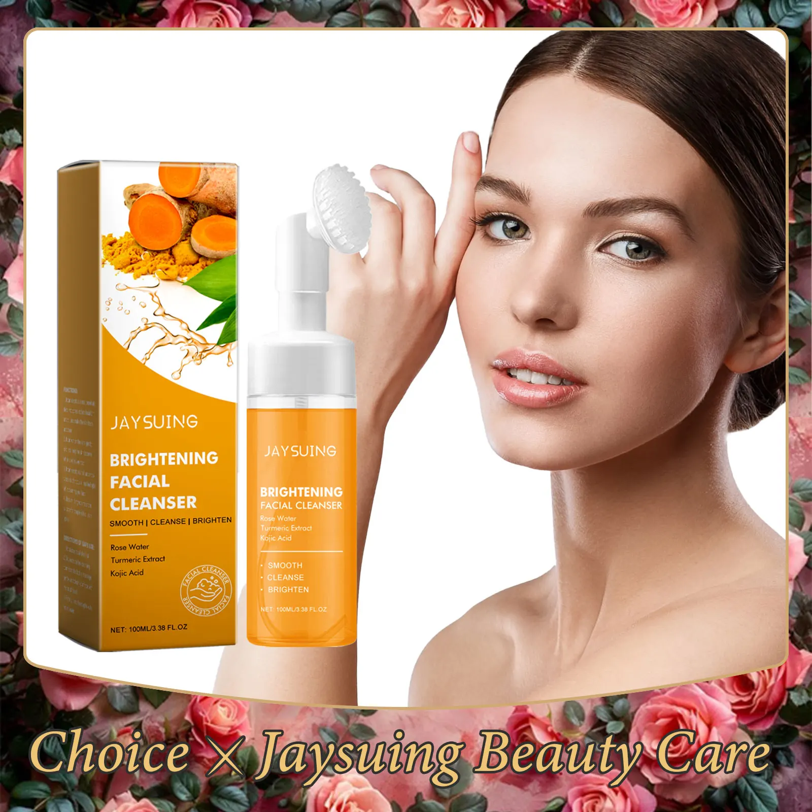 Brightening Facial Cleanser Turmeric Moisturize Nourish Acne Blackhead Remover Clean Pores Rejuvenation Wash Foam Face Cleanser