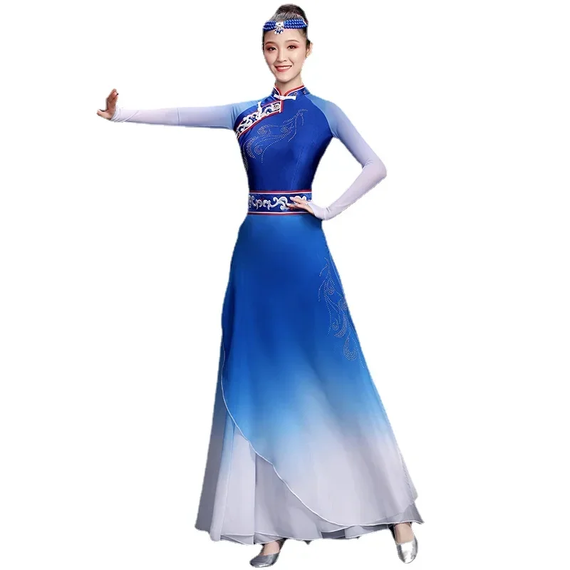 Tibetan Dance Performance Costume Female Mongolian Dance Dress Chinese Mongolian Dancewear Folk Ancient Festival Tibetan Outfit