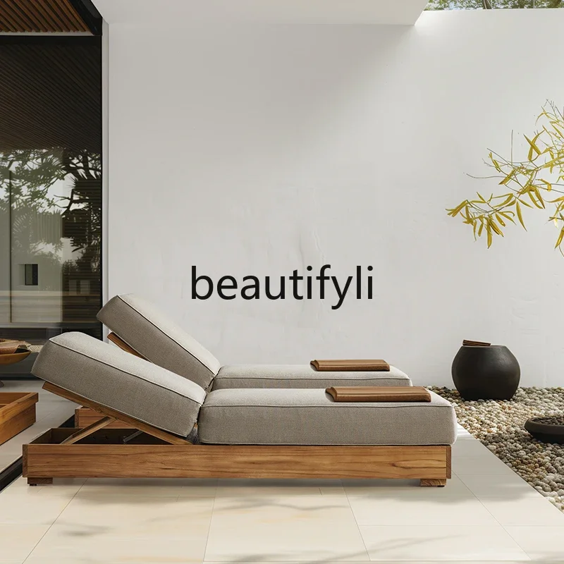 Outdoor bed, waterproof, bed and breakfast seaside teak beach chairH