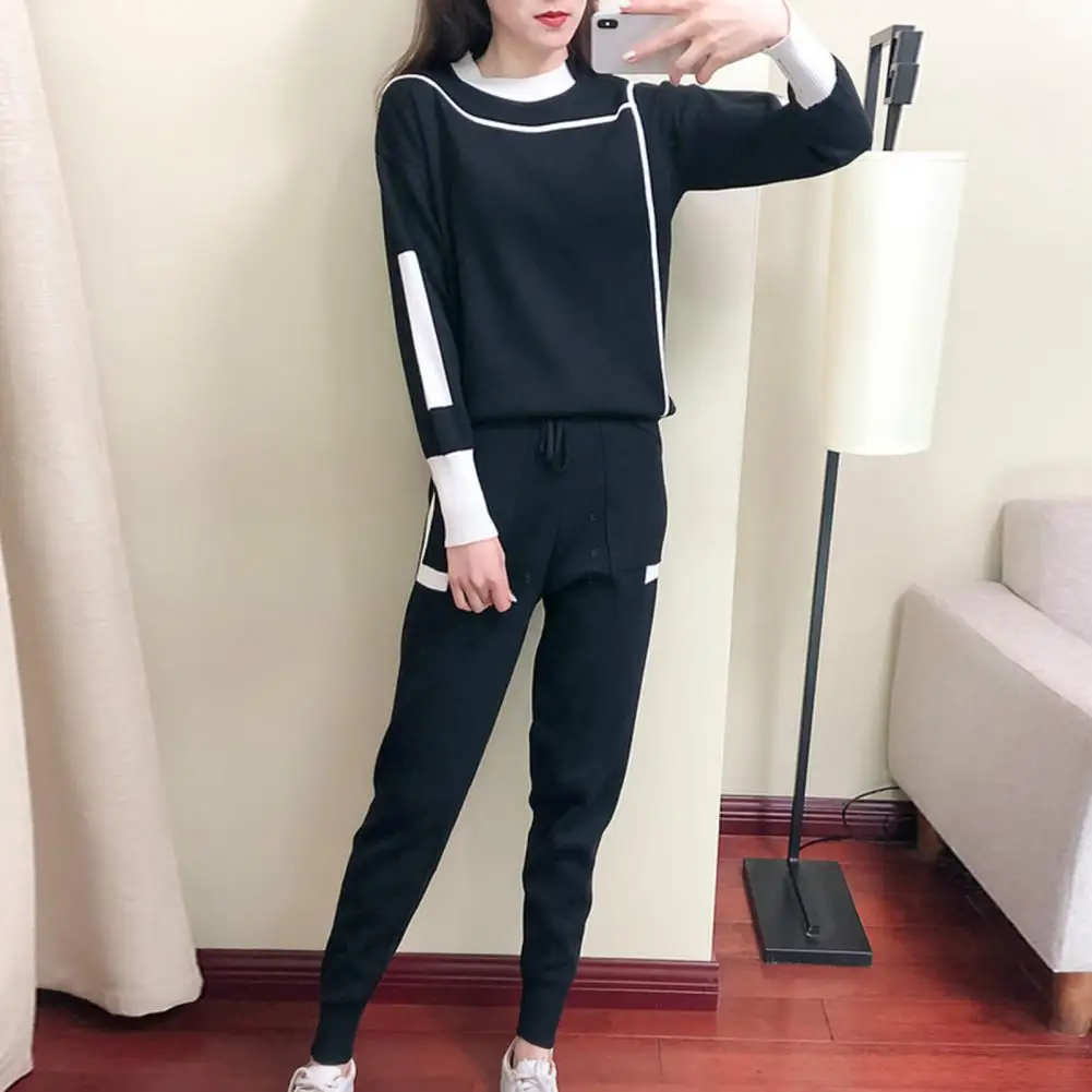 Women’s 2023 Autumn Winter O Neck Sweater Two Piece Set Female Knitted Pants Suits Fashion Casual Pullover Tracksuits Outwear