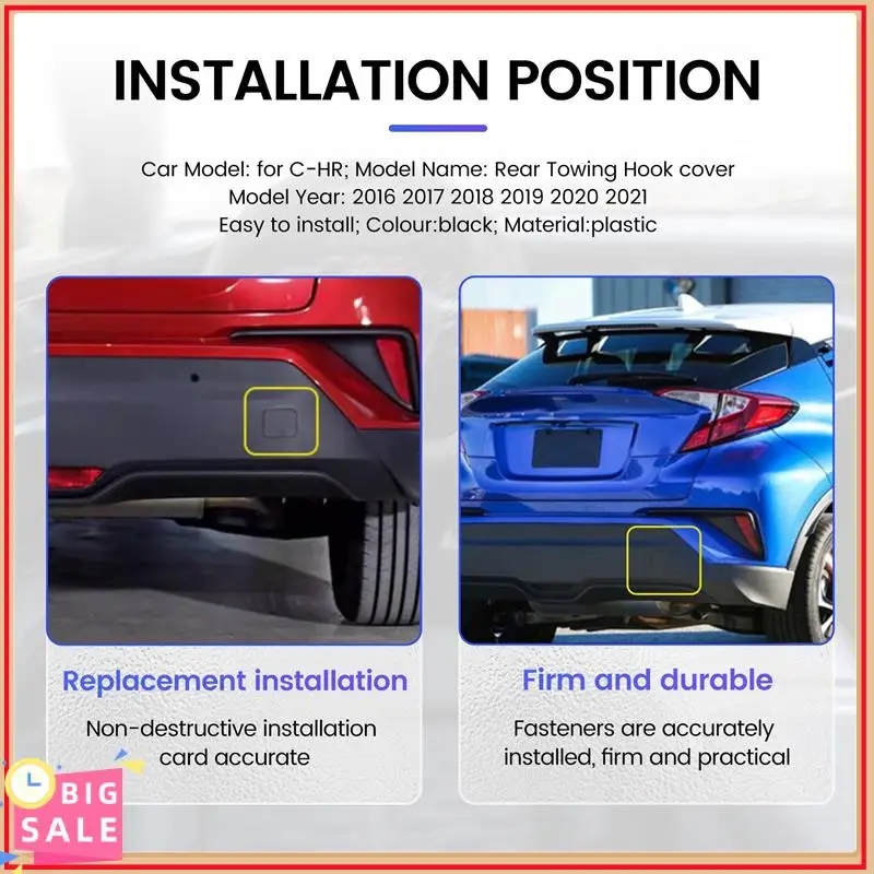 Exclusive Car Rear Bumper Tow Hook Cover Cap For Toyota C-HR 2016-2021 Rear Towing Hook Cover