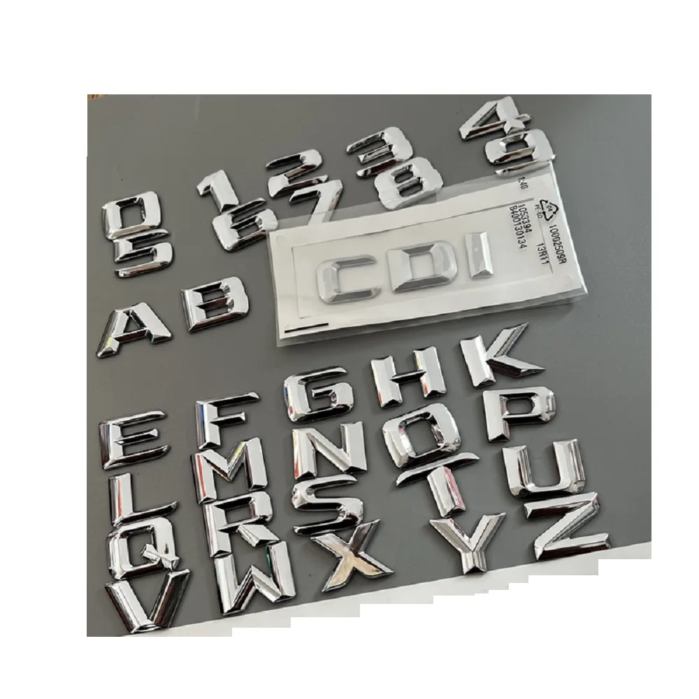 Chrome DIY 3D Letters Number Trunk Emblems Badges for Mercedes Benz AMG A B C E CLK CLS CL G GLK GLS GLE GLC S SLK SL