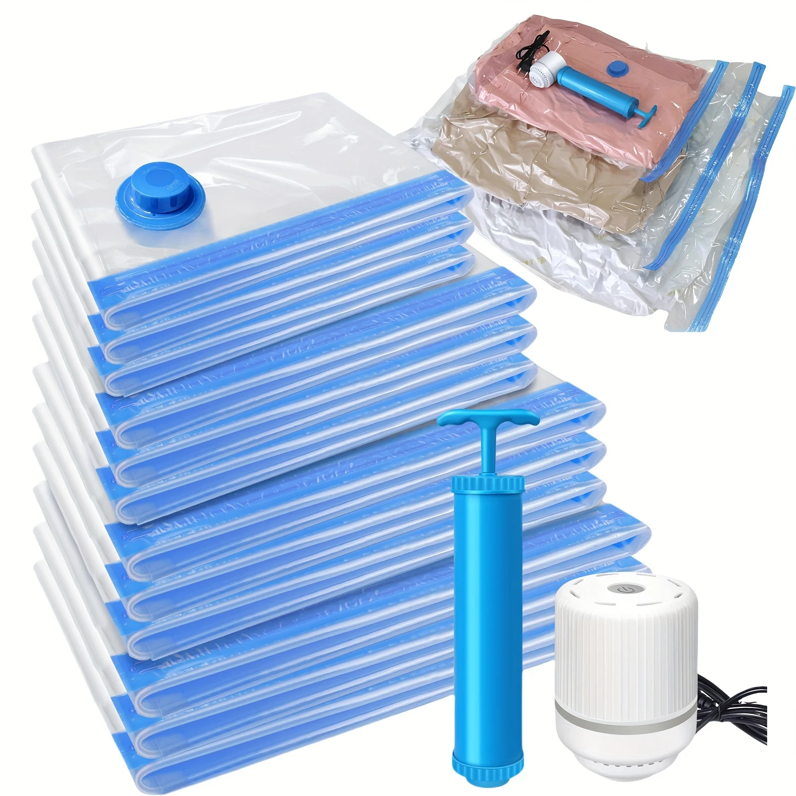 Aufbewahrungsbeutel für Kleidung, 12 Vakuumbeutel, Mehrzweck-Plastiktüte, für Kleidung, Bettwäsche, Schlafsäle, Umzug, wiederverwendbar