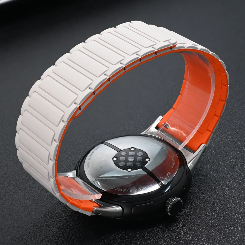 Correia magnética macia para Google Pixel Watch 3, pulseira de silicone, acessórios substitutivos, banda de 45mm