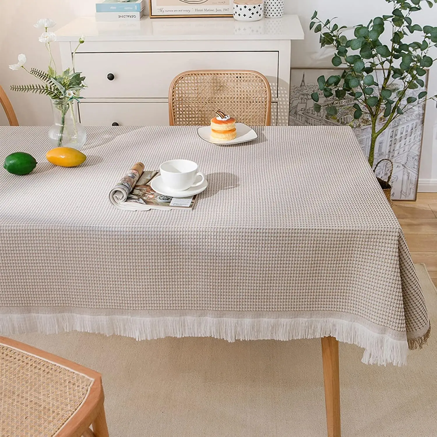 Rectangle Table Cloths 71x91 inch, Heavy Duty Cotton Linen Fabric Tablecloth, Washable Table Cover, Tablecloths for Dining Room