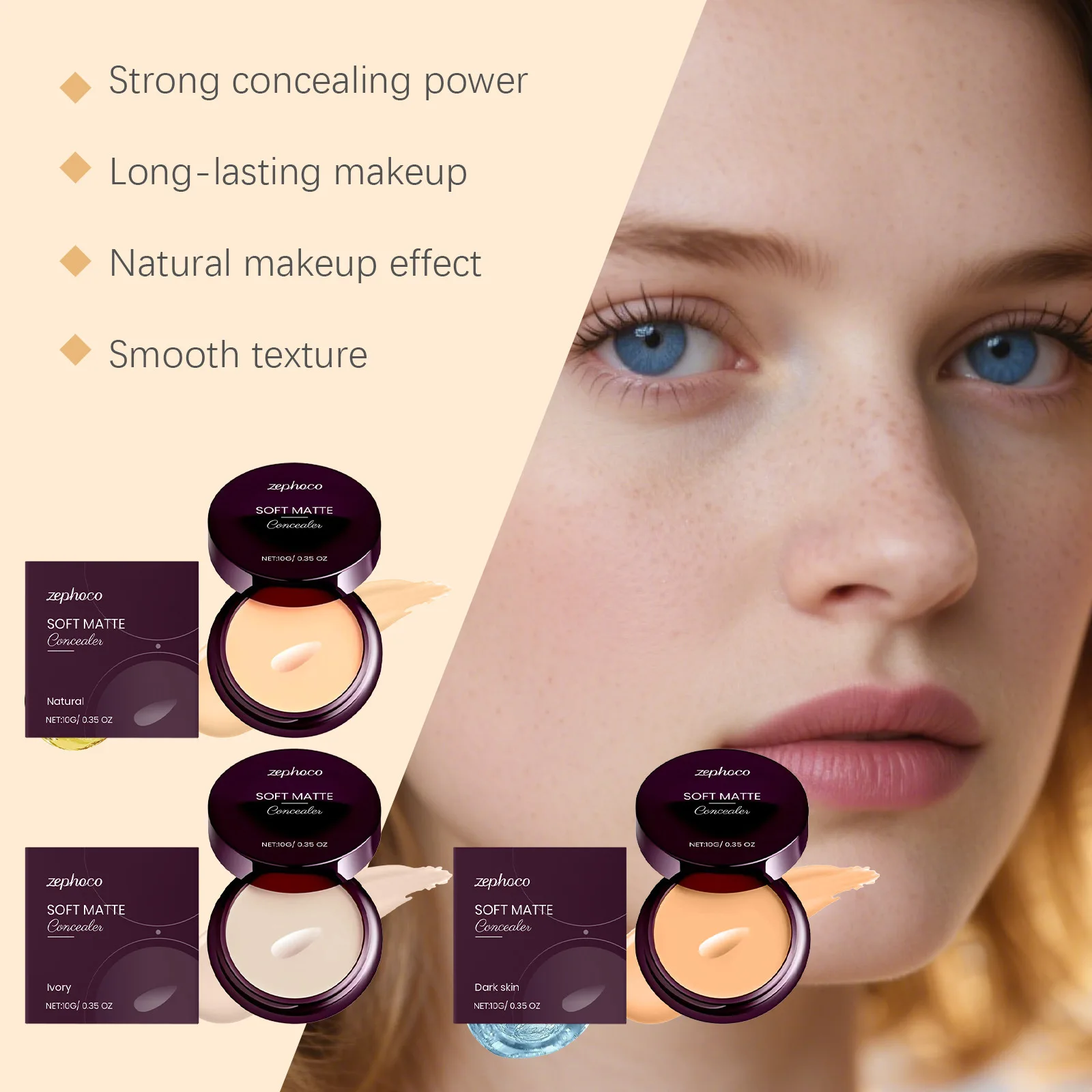 Base correctora suave mate resistente al agua, crema hidratante, maquillaje duradero, cobertura completa para el contorno de ojos de ojeras y acné