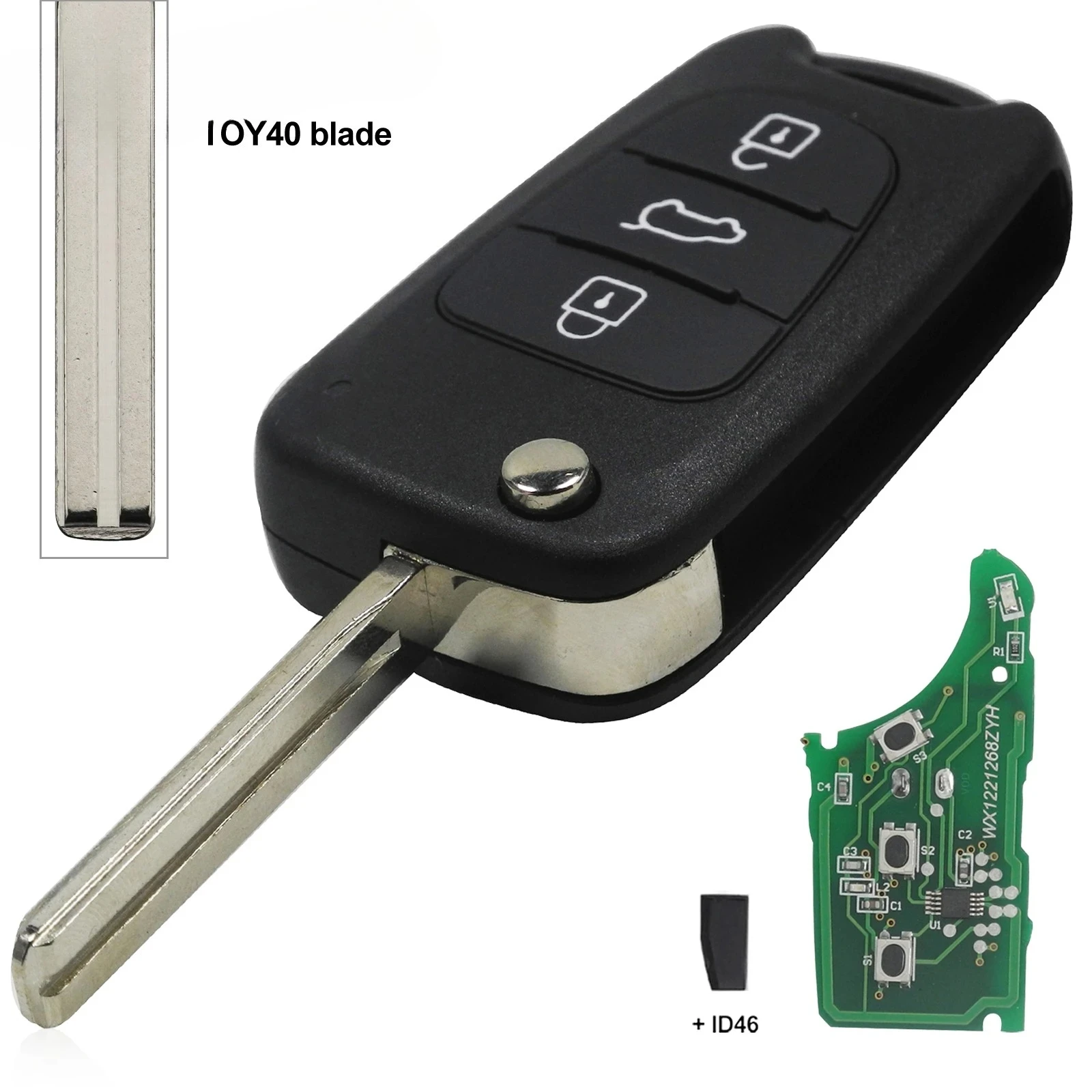 Jingyuqin لشركة هيونداي I30 IX35 إلنترا توكسون سوناتا NF 433Mhz اسأل ID46 رقاقة 3 أزرار الوجه للطي سيارة مفتاح بعيد فوب