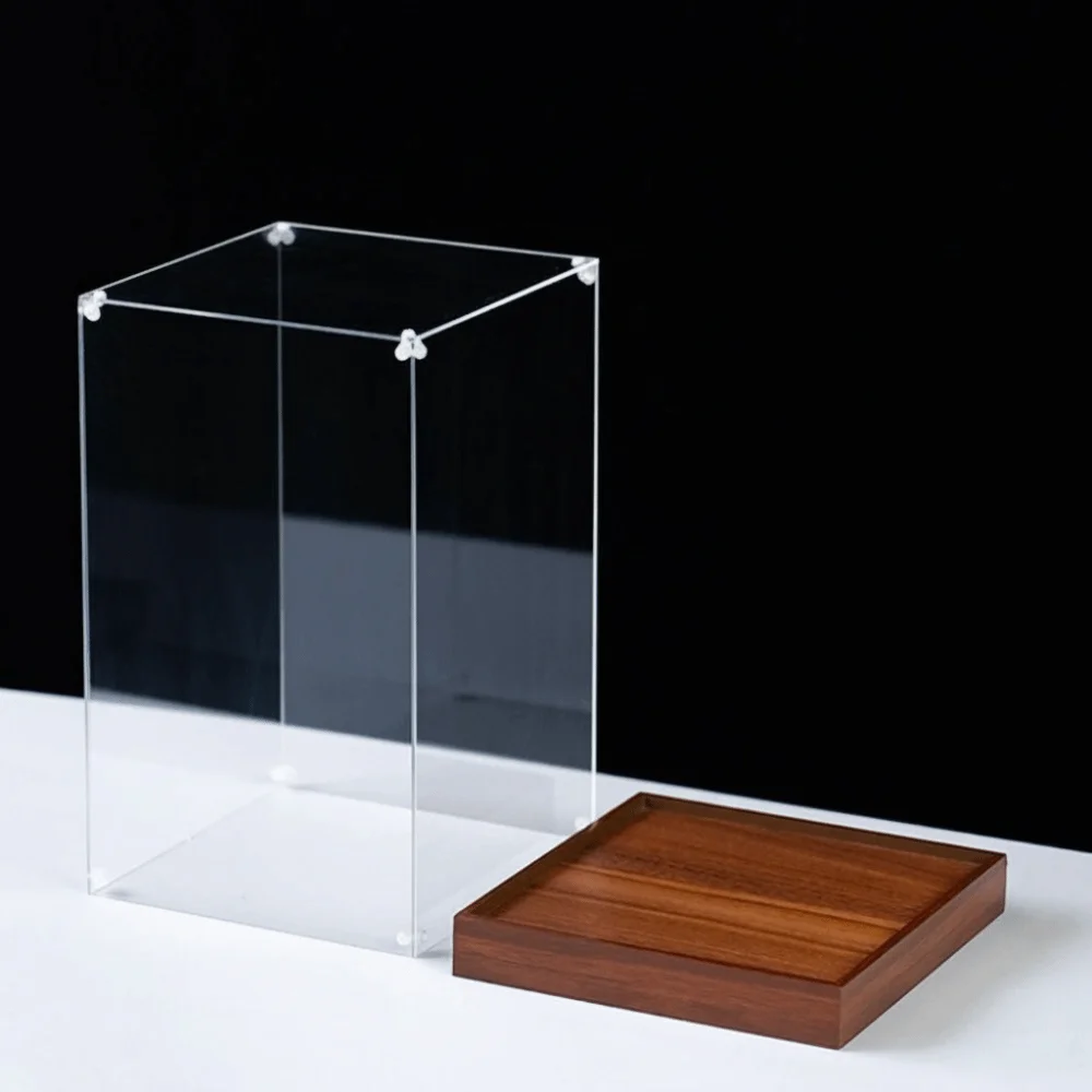 Image of Transparente Acryl-Vitrine Stapelbares Design Klebefreie Montage Staubdichte Abdeckung Holzboden Präsentationsbox Aufbewahrungsbox