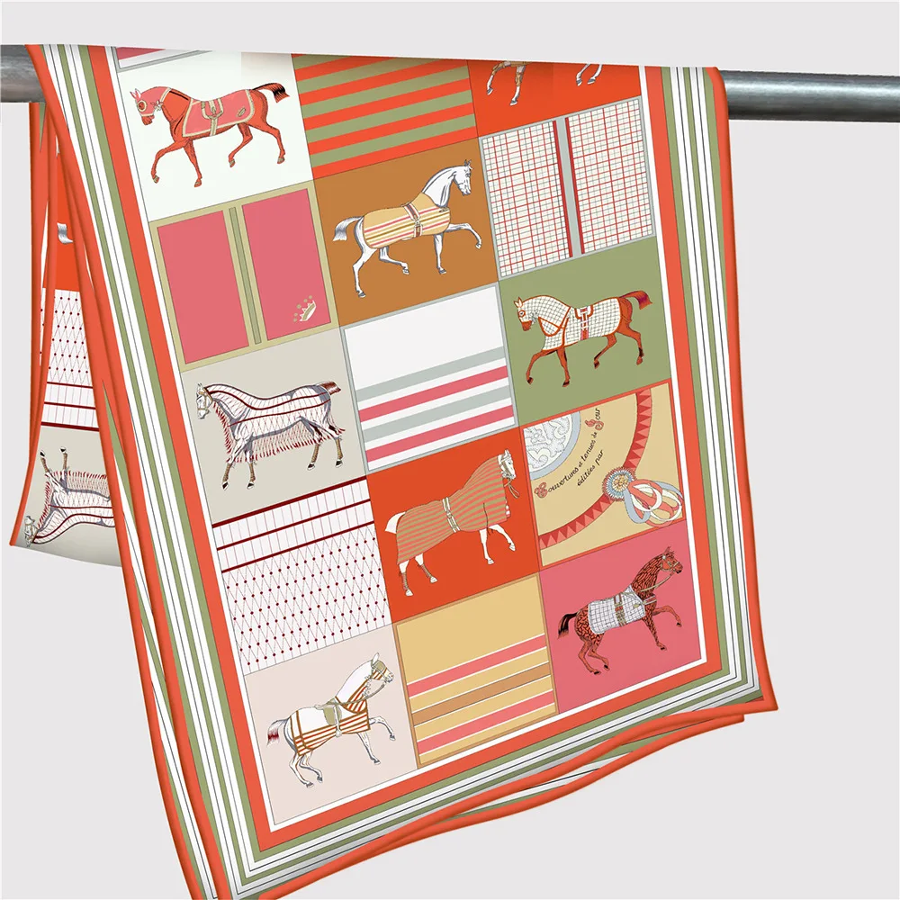 

Luxury Twill Scarf Women Long Shawls Hand Rolled Shawls Lady Spring Bag Neck Accessories Lover Christmas Gift 150CM 40CM Horse