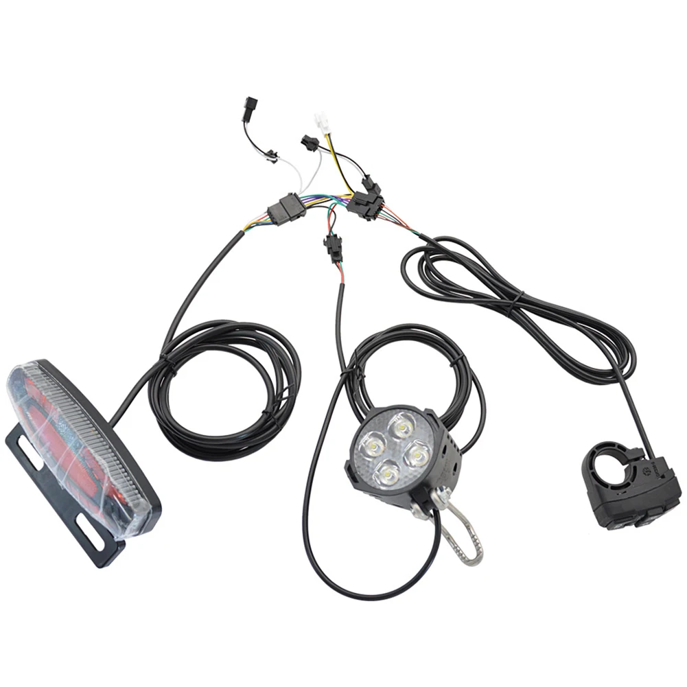

24-48V Electric Bike Front Rear Light Set Switch Adapter Cable Kit Energy Saving Easy Installation Accessories