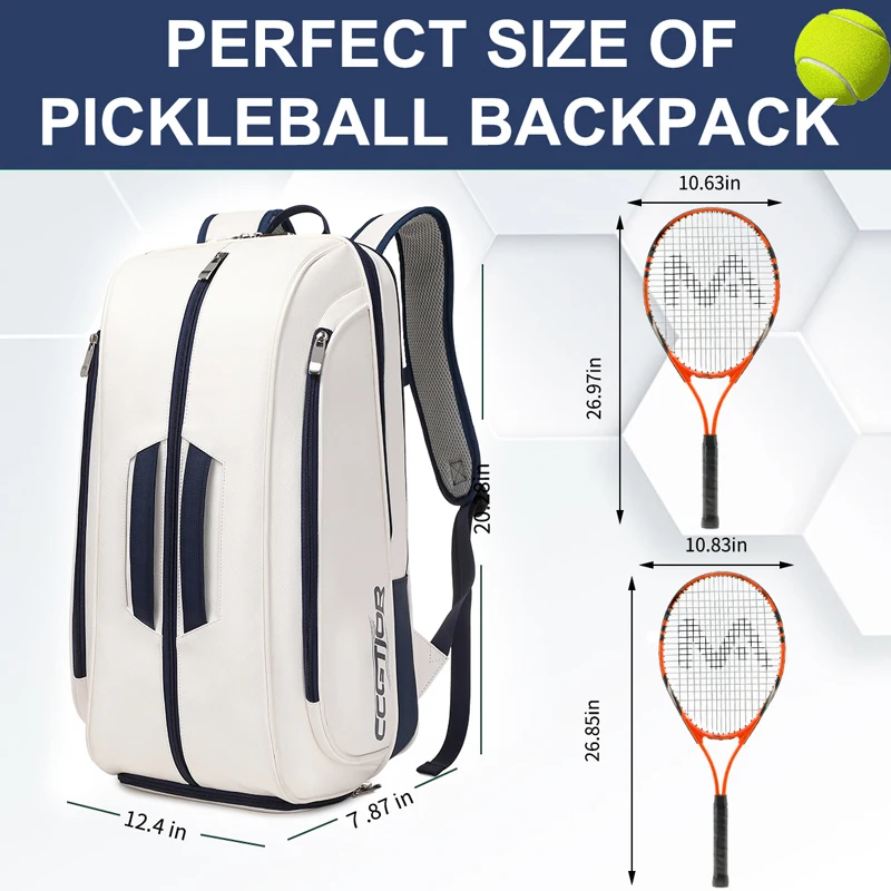 Waterproof PU Tennis Pickleball Padel Racquet Backpack Spacious Shoe Compartment Squash Badminton Tenis Racket Bag Sport Handbag view 3