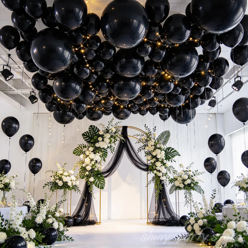 Tinsel Garland Decoration - Ballons en latex noir brillant, de