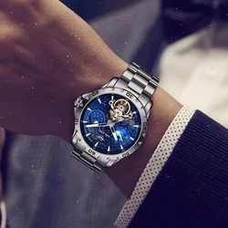 AILANG Mens Watches Top Brand Luxury Original Waterproof Tourbillon Watch for Man Skeleton Automatic Moon Phase Luminous Clock