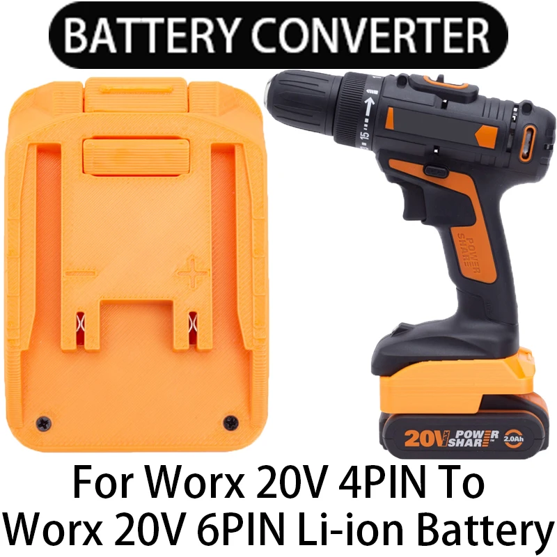 Battery Adapter for Worx 20V 6PIN Li-Ion Tool Converter to Worx 20V 4PIN Li-Ion Battery Converter Power Tool Accessory