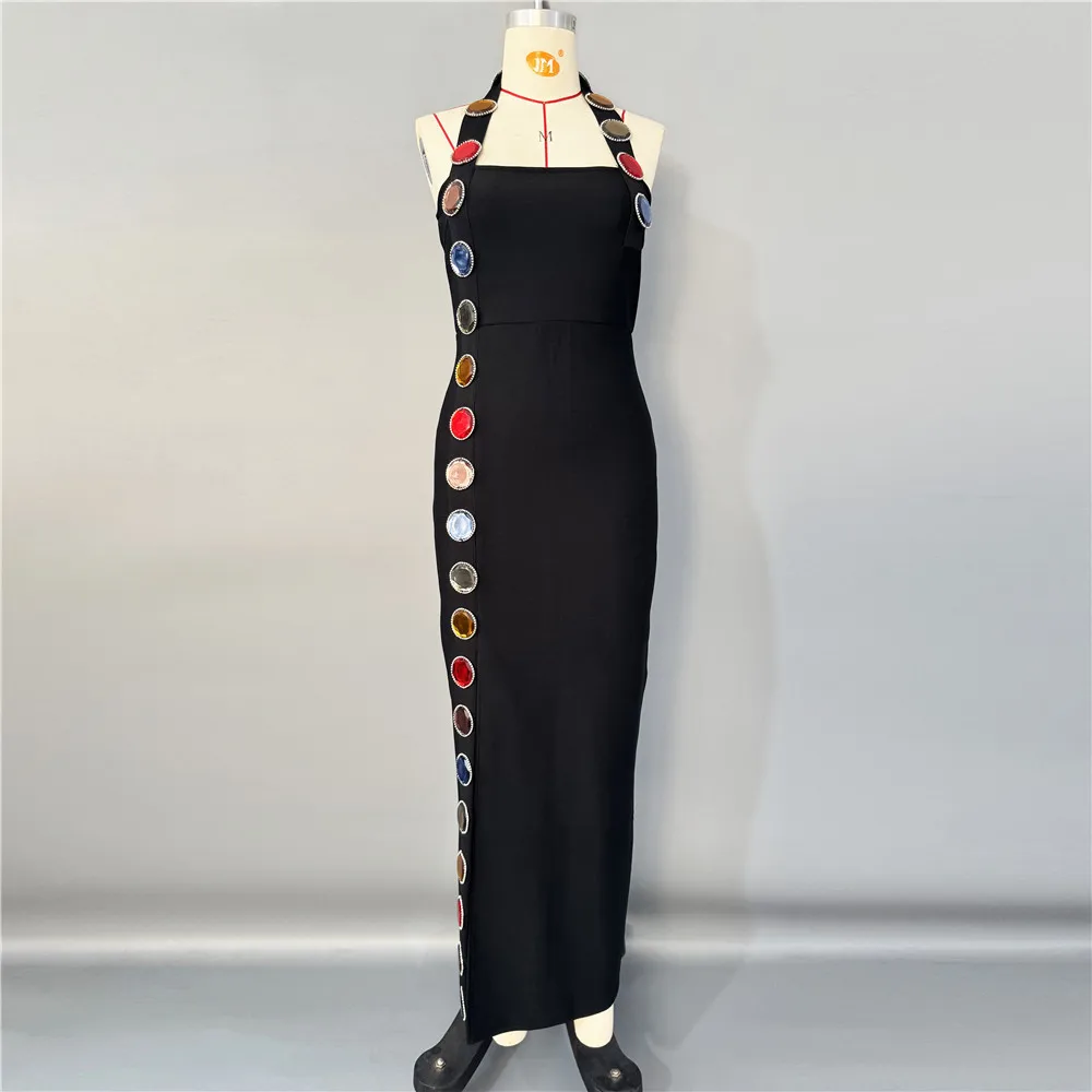 Sexy Strapl Diamant Embedded Wrap Dr Abend Par Abnehmen Ele Schlitz Langen Rock Abendkleid Hohe Taille Zipper Sle