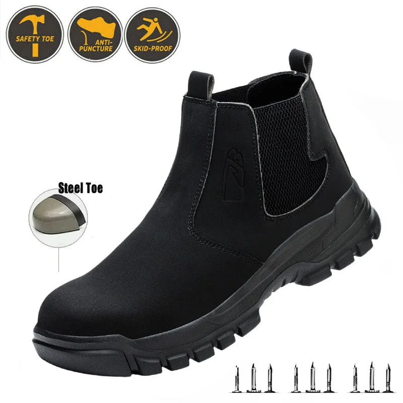 

Men's Outdoor Work Safety Boots Steel Toe Sneakers with Anti-smash Anti-Puncture Protective Boots Suitable for Exploitation site