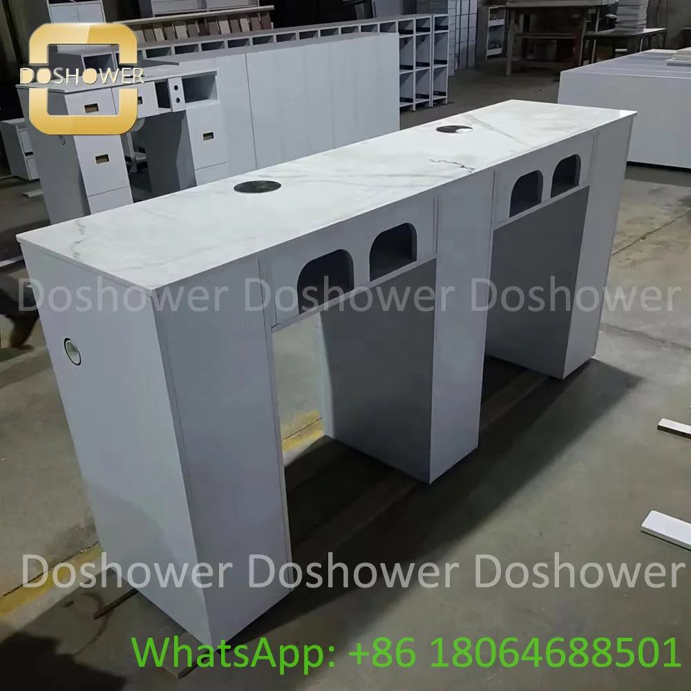 白赤ベントマニキュアネイルテーブルペディキュアダブルキャビネットネイルテーブルサロン耐久性のある高級マニキュアテーブルサプライヤー