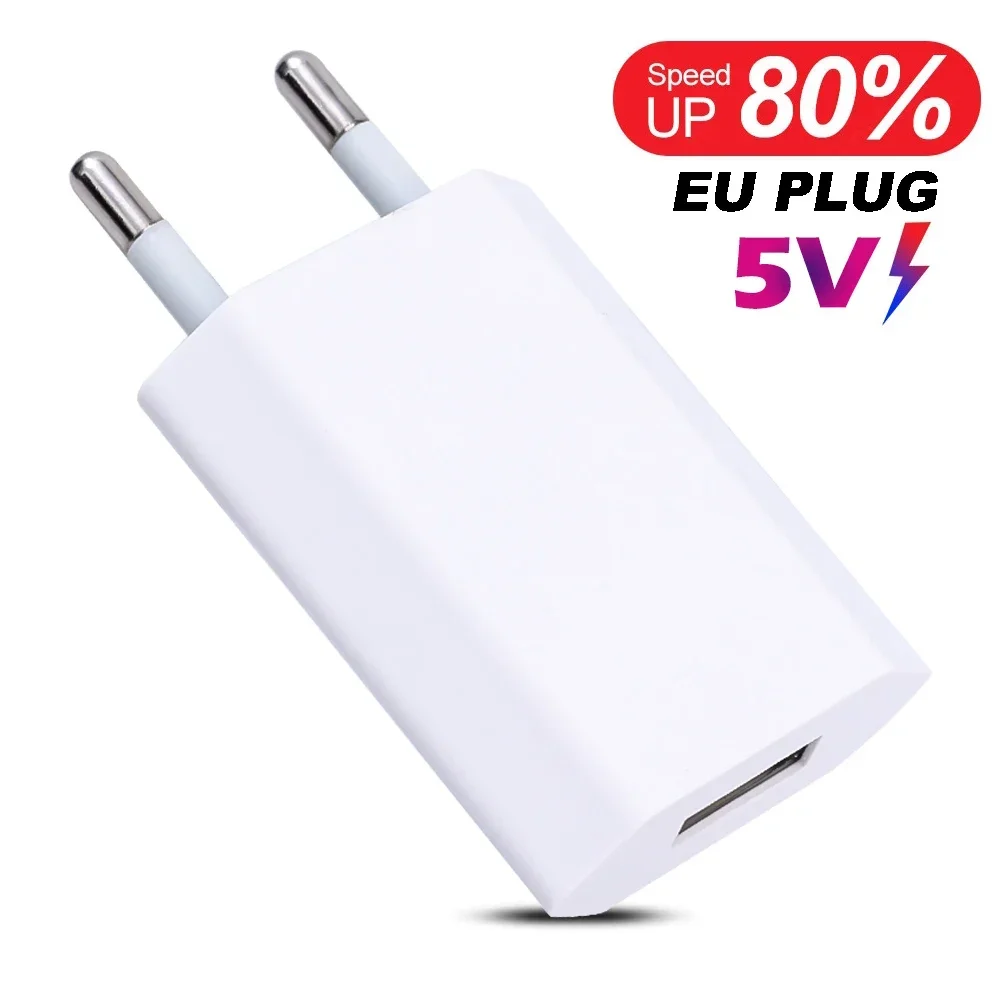 Caricatore USB 5V 1A Testa di ricarica da parete da viaggio Adattatore per caricabatterie per telefono cellulare Spina europea portatile per iPhone