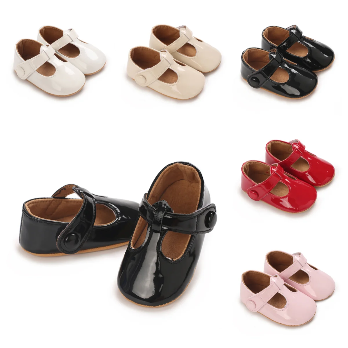 Spring And Summer Fashion Baby Girls' Headband Anti Kick Flat Shoes PU Leather Non Slip Sole Comfortable Baby Shoes