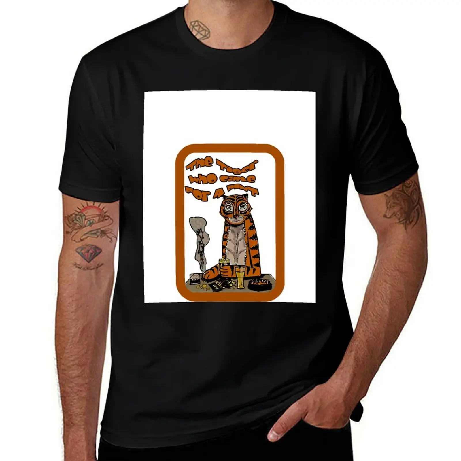 ¿Adivina quién vino a tomar una cerveza? Camiseta The Tiger, camisetas para hombre, camiseta de algodón, camiseta con estampado personalizado