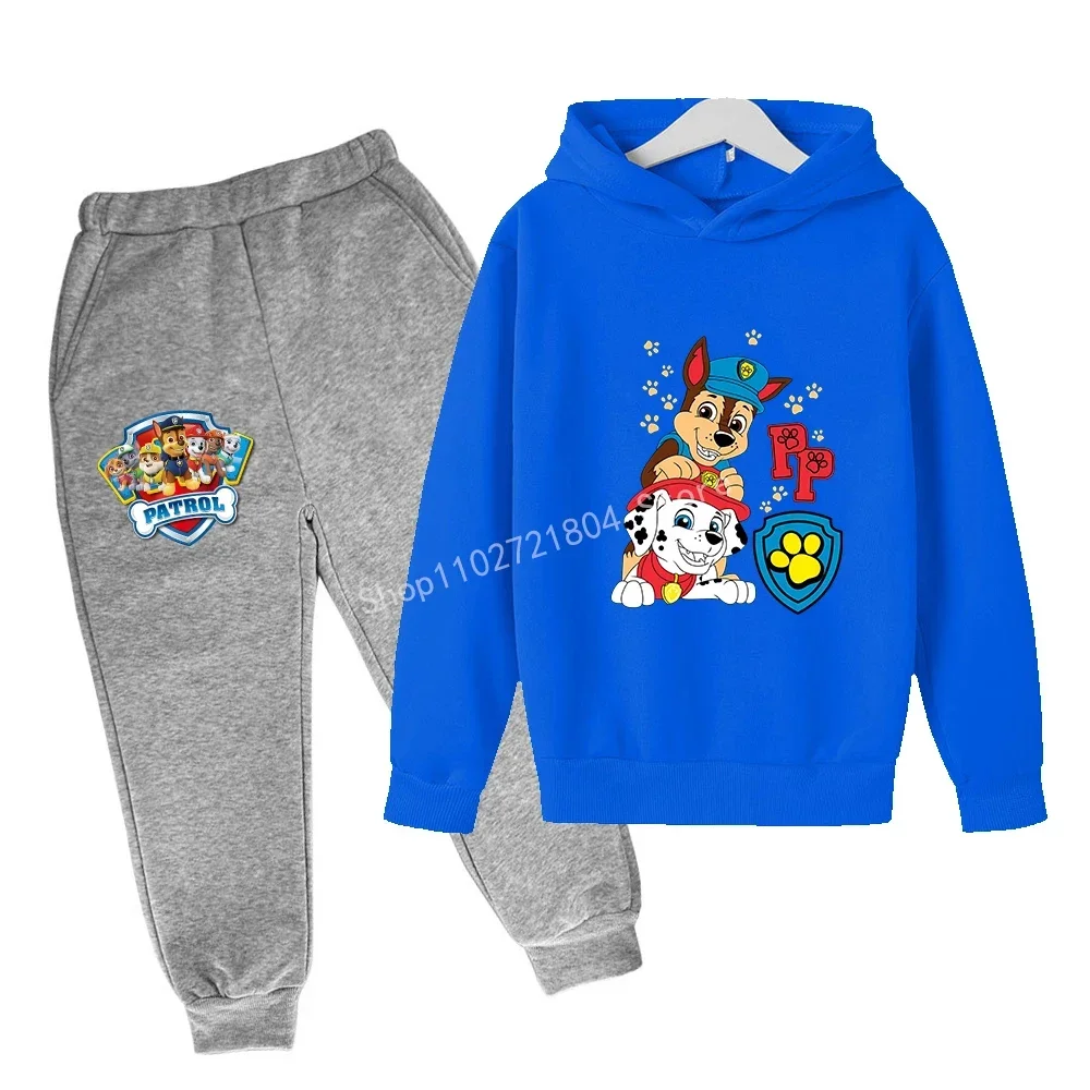 PAW Patrol Hoodie Pants Suit Autumn Cartoon Pullover Cute Anime Winter Warm Sweater Boys Girls Sweatshirt Fashion Outdoor Wear