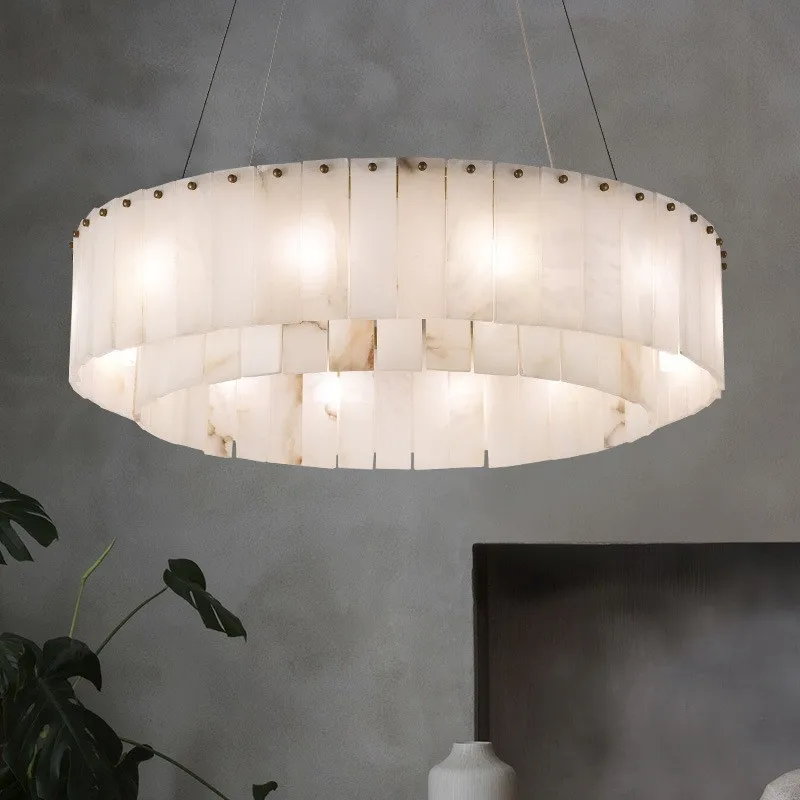 

All copper marble chandeliers, light luxury living room lamps, modern new Chinese style simple creative designer dining room