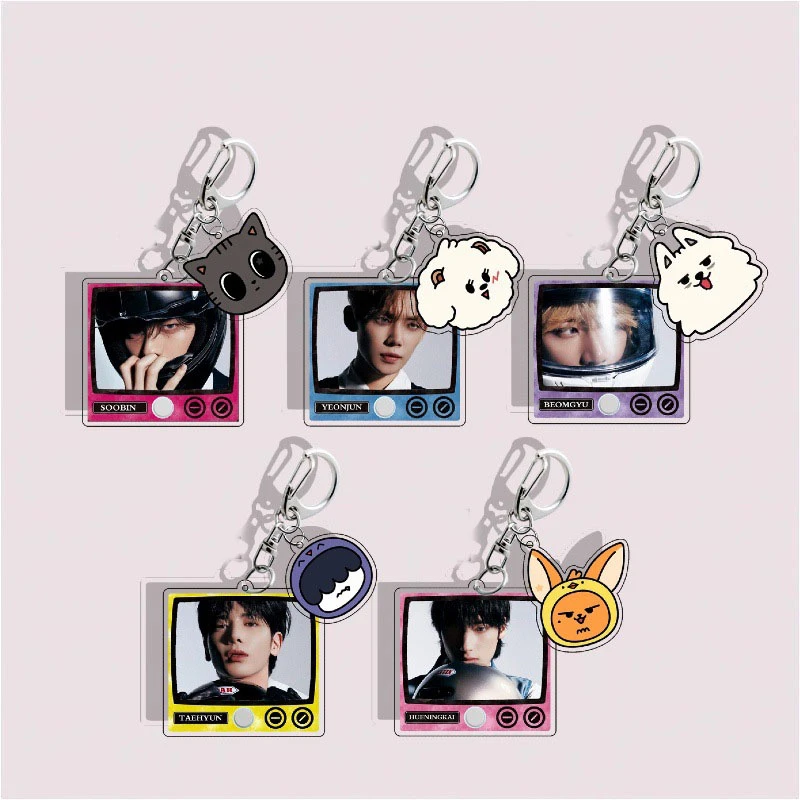 Kpop SOOBIN YEONJUN Fashion Photo Printed Hang Tag Keyring Pendant BEOMGYU TAEHYUN HUENINGKAI Acrylic Keychain Fans Collection