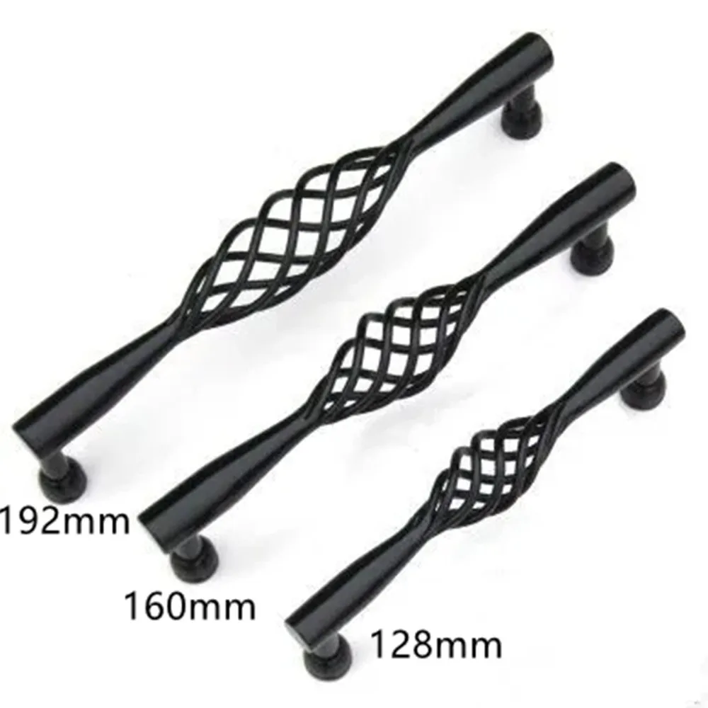 128 160 192mm American Retro Birdcage Furniture Hardware Decorative Handle Black Wardrobe Cupboard Kitchen Cabinet Drawer Pull 5