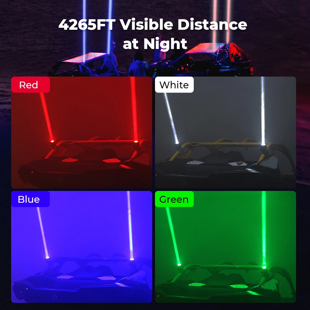 UTV ATV LED-Peitschenlichter ohne Peitsche, passend für 1,5''-2'' Überrollbügel, kompatibel mit Polaris RZR, für CFMOTO Zforce, für Can-Am Maverick X3 – Detail 3