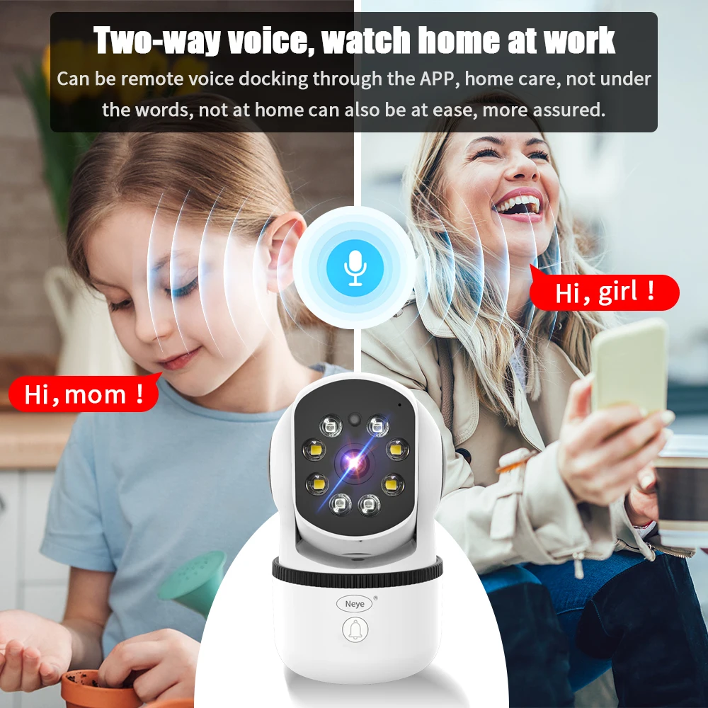 Neye 8MP 4K WiFi كاميرا المنزل الذكي 10X التكبير الرقمي داخلي مراقبة الطفل AI تتبع تلقائي CCTV كاميرا الصوت ثنائية الاتجاه