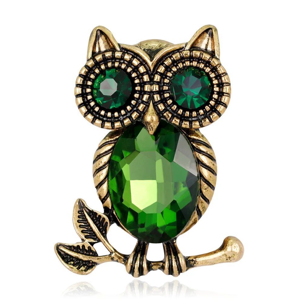 Hot Selling Animal Bird Brooch Rhinestone Decoration Owl Design Women\'s Brooch Pin Badge Gift Jewelry Wholesale