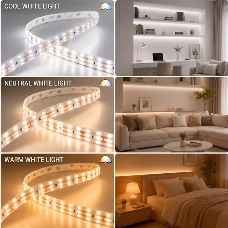 DC24V 3 Rows SMD2835 LED Strip 360LEDs/m 0.5‑10m Super Bright Flexible Tape Light for TV Backlight Home DIY Indoor Wall Decor