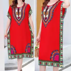 Pretty Summer Dress Contrast Color Comfortable Dress Mid-calf Length Women Dress