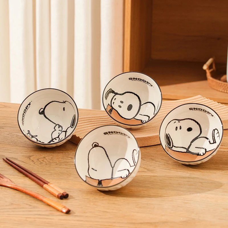 4.5 inch Cute Cartoon Anime Snoopy Ceramics Bowls Breakfast Noodles Salad Fruit Rice Goblet Bowl Kitchenware Kid Birthday Gift