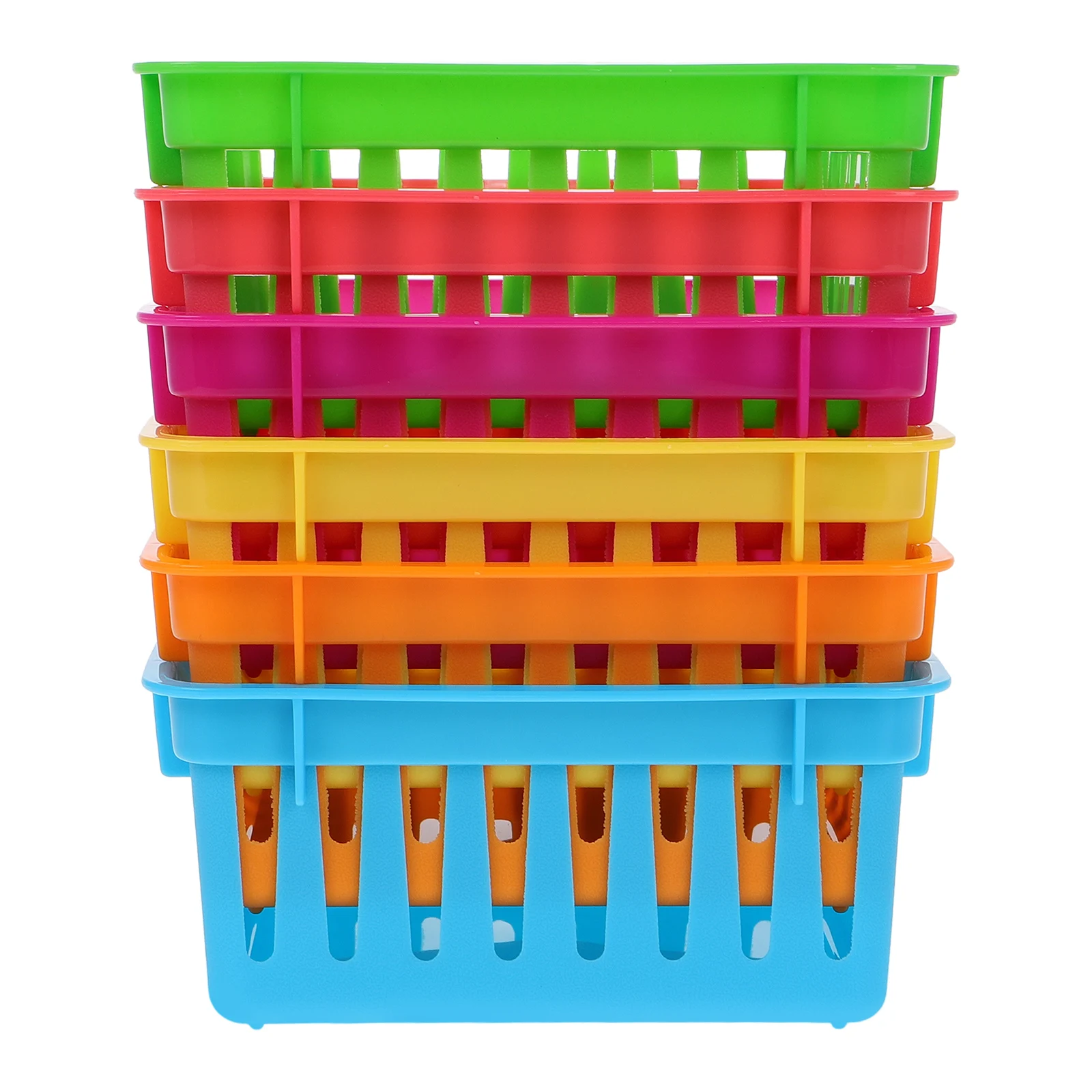 

6Pcs Small Plastic Pencil Baskets Classroom Desk Organizers Colorful Storage Trays Utility Bins for Classroom Office Home