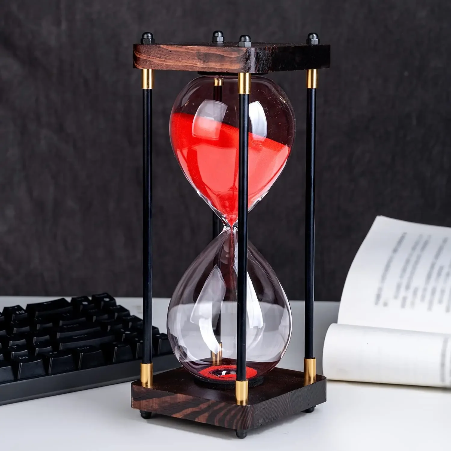 Luxury 30Min Modern Geometric Hourglass Timer Elegant Desk Accessory for Home Office Study Time Management Gift Idea