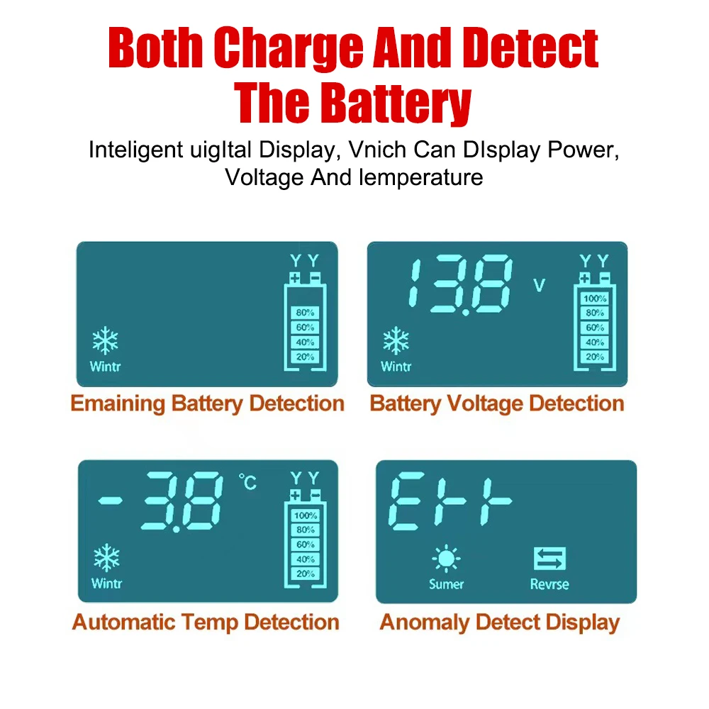 Cycle GEL Lead-Acid Charger Pulse Repair LCD Display Auto Motorcycle Car Battery Charger 6V 12V 6A Smart Fast Charge Universal