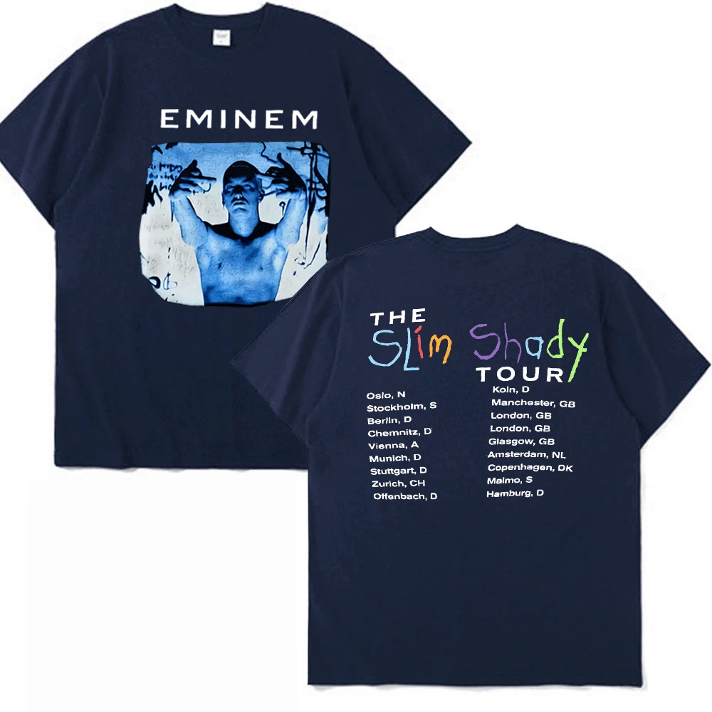 Vintage 1999 Eminem Slim Shady Tour New Print T Shirts Man Women Summer Cotton Short Sleeve T-Shirt Hip Hop Tops Tee Shirt Male