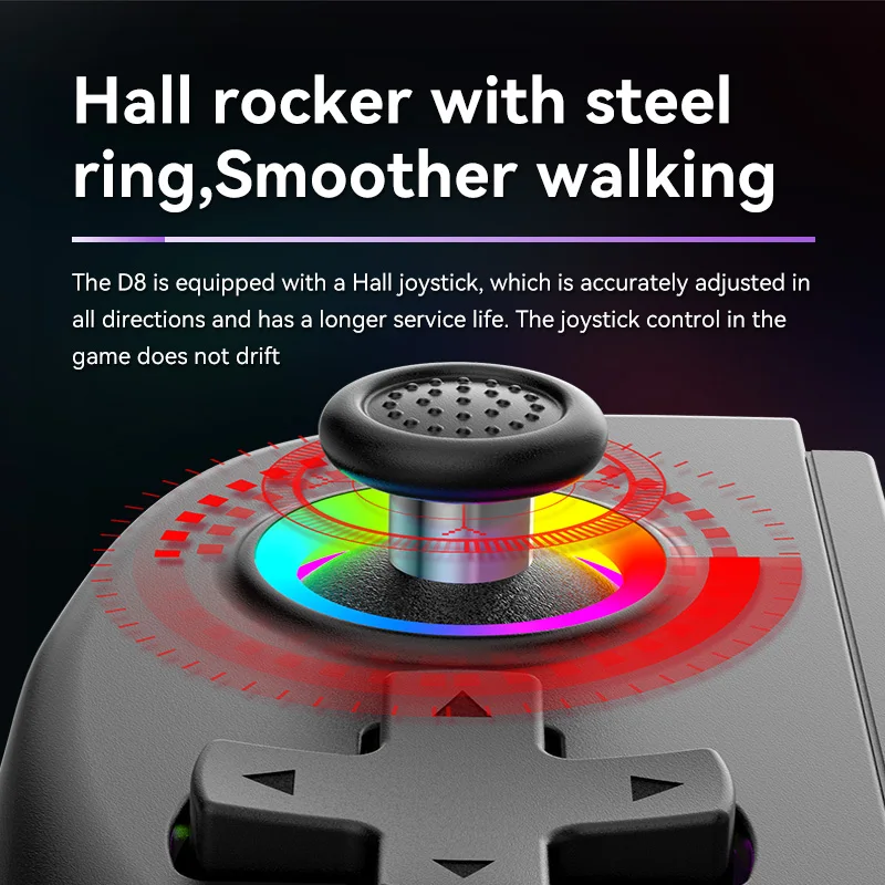 D8 Dual Hall Flessibile Wireless Gamepad RGB Tablet Controller per Switch Gaming BT Stretch Joystick per P3 P4 Android IOS