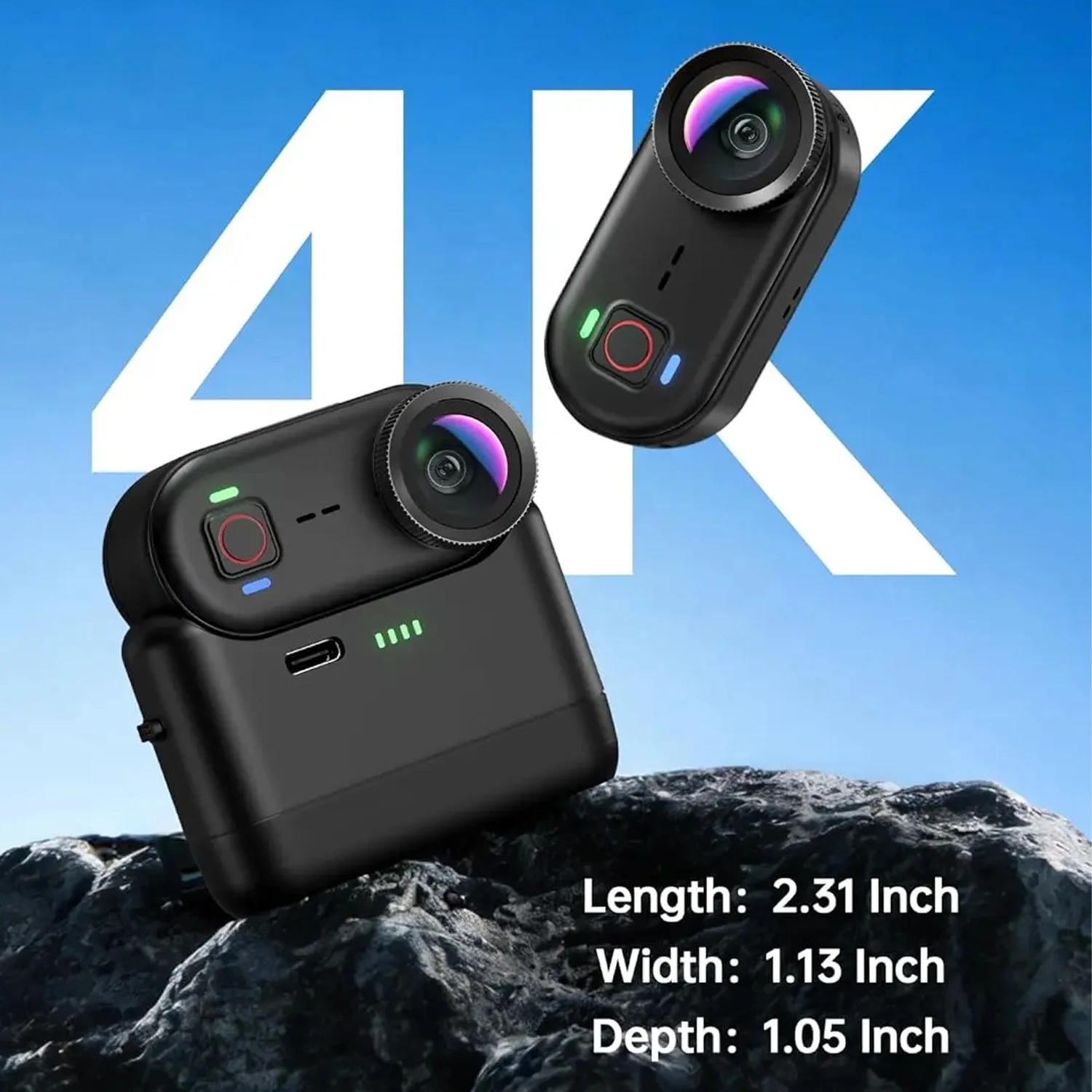 

4K Mini Body Action Wearable Body Camera Magnetic Thumb Size Action Cam Stabilization Audio/Video Recording Action camera Gift