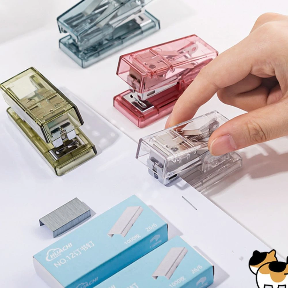 Mini Mini Stapler Transparent with 1000 Staples Paper Binder Set Easy-Use Multifunction Paper Staplers School Office Supplies