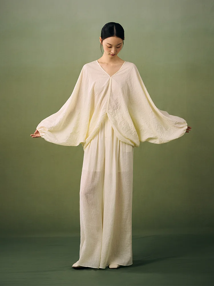 

Нарядное платье NAAMSAAN в китайском стиле, с V-образным вырезом, свободного кроя, с поясом, из полиэстера и вискозы, с эффектом плиссировки и 3D-шейкой, с эффектом сминания