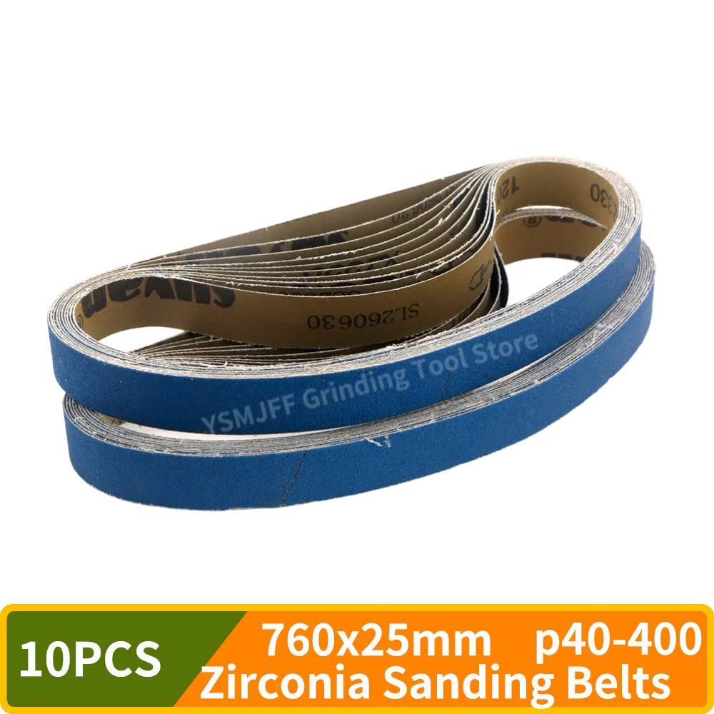 10PCS 760x25mm Zirconia Abrasive Sanding Belts,P40-400, Ideal for Belt Sanders, Metal Polishing, Woodworking, Rust Removal