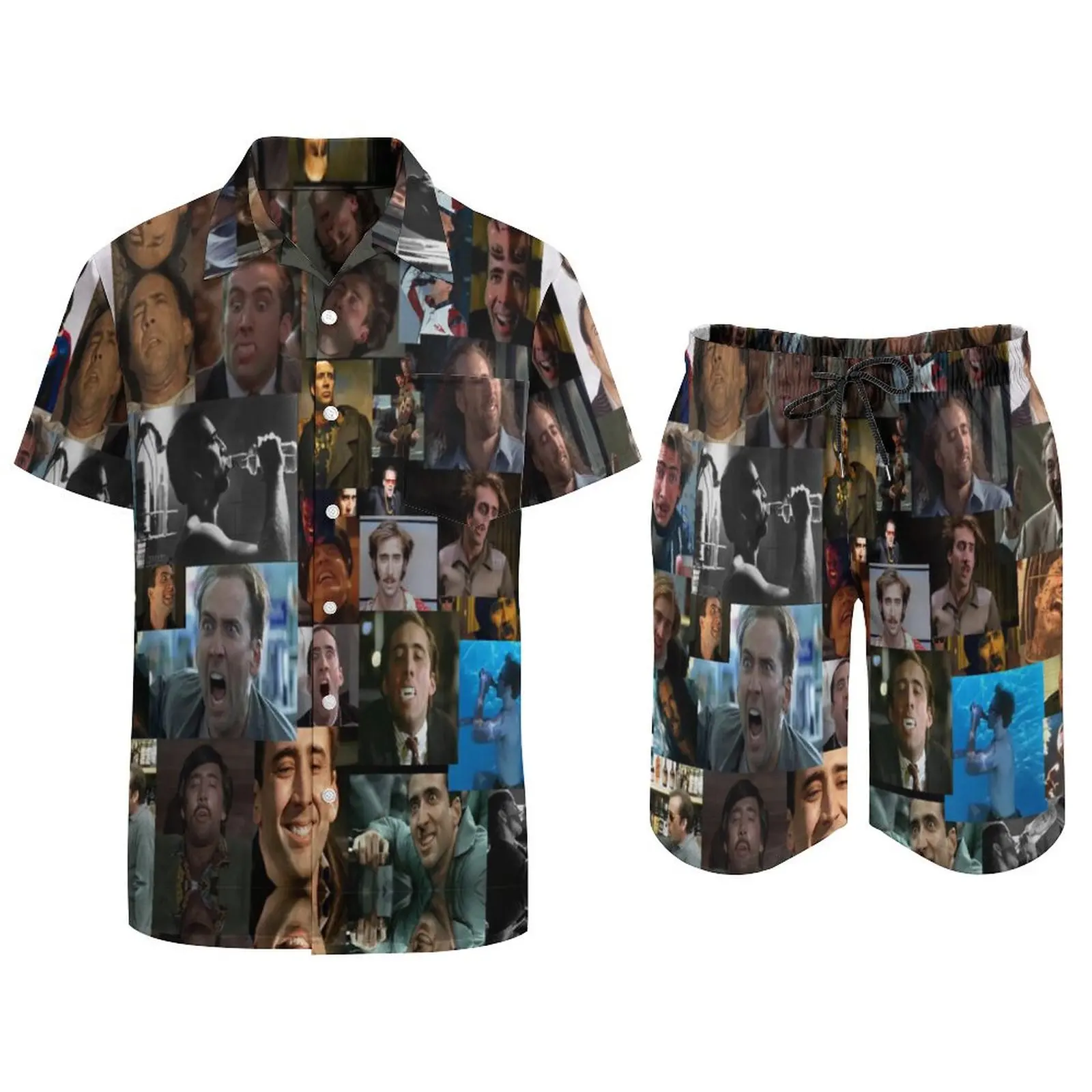 Nicolas Cage Pattern Nicholas Cage Nick Men's Beach Suit Novelty 2 Pieces Coordinates  top Quality  Going Out USA Size