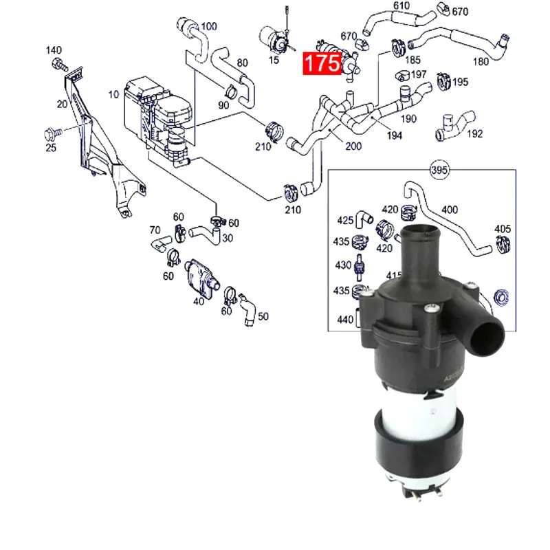 Standard New Product 2038350064 Car Auto Spare Parts Circulation Auxiliary Water Pump For Mercedes Benz A209 A209 W203 Cl203