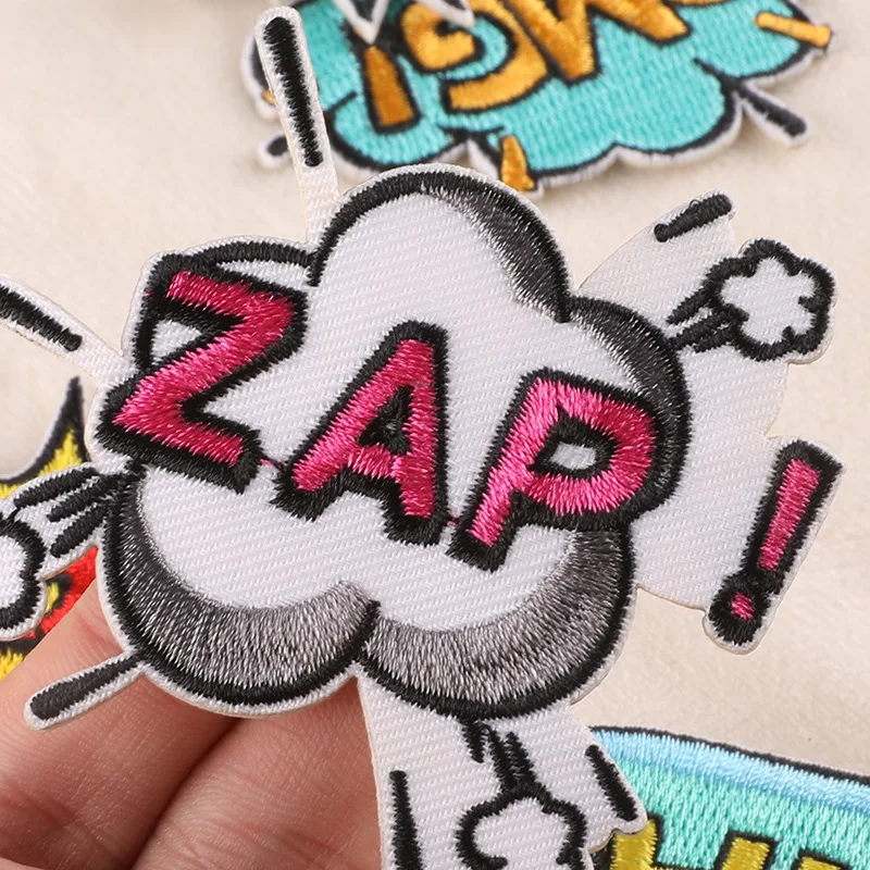 Lettering Embroidery Patch with Self-Adhesive and Iron-On Backing for Clothes Accessories Badge Emblem and DIY Decoration