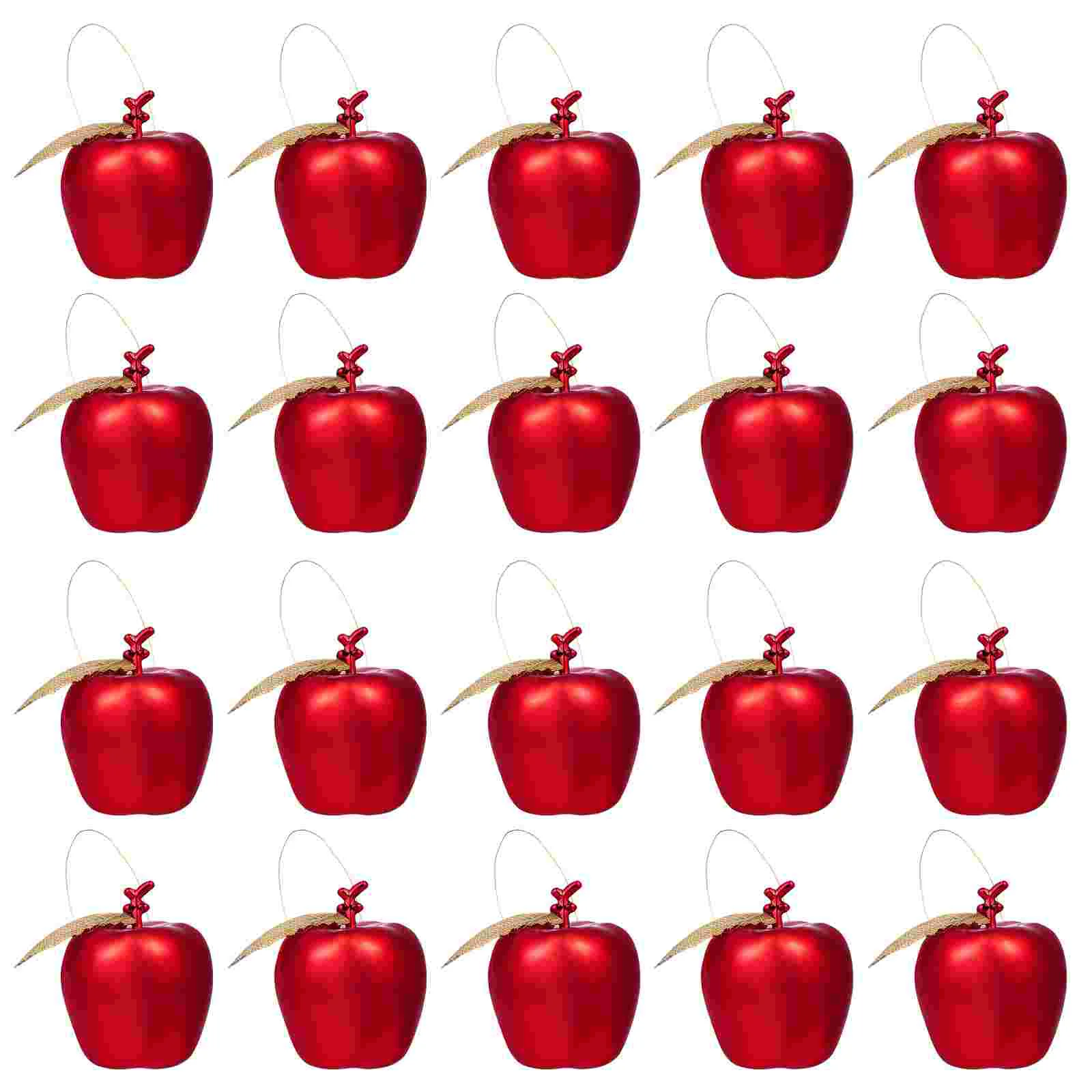 24 Pcs Christmas Tree Apple Pendant Wreath -shaped Ornaments Decorations Pendants Hanging Apples Artificial