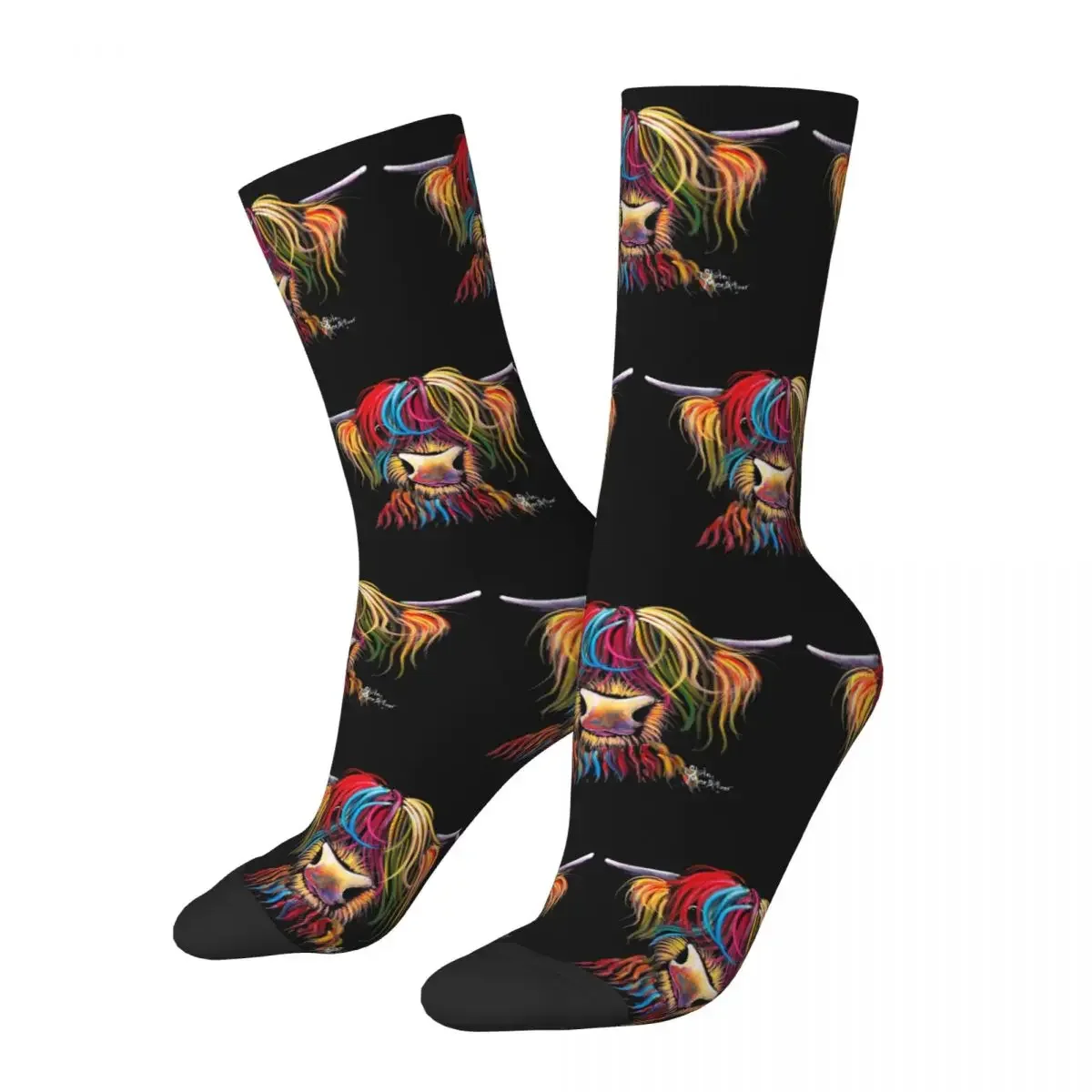 Scottish Highland Cows Socks Harajuku Sweat Absorbing Stockings All Season Long Socks Accessories for Man Woman Christmas Gifts